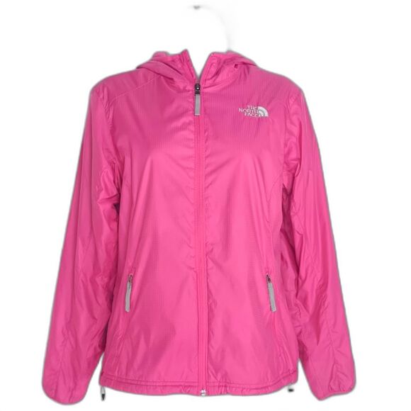 THE NORTH FACE Women's Pink Hooded Full Zip 100% Nylon Jacket Small Petite - Picture 1 of 11
